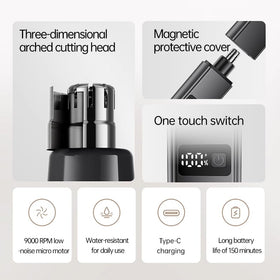 WPBB ear and nose trimmer with USB-C charging for travel readiness