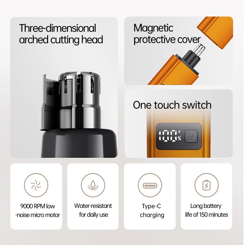 WPBB nose hair trimmer side view with slim profile for portable use.