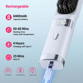 WPHIIHC cordless straightener brush anti-scald teeth protect while styling.