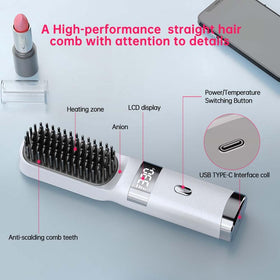 WPHIIHC cordless straightener brush auto shut-off enhances safety.