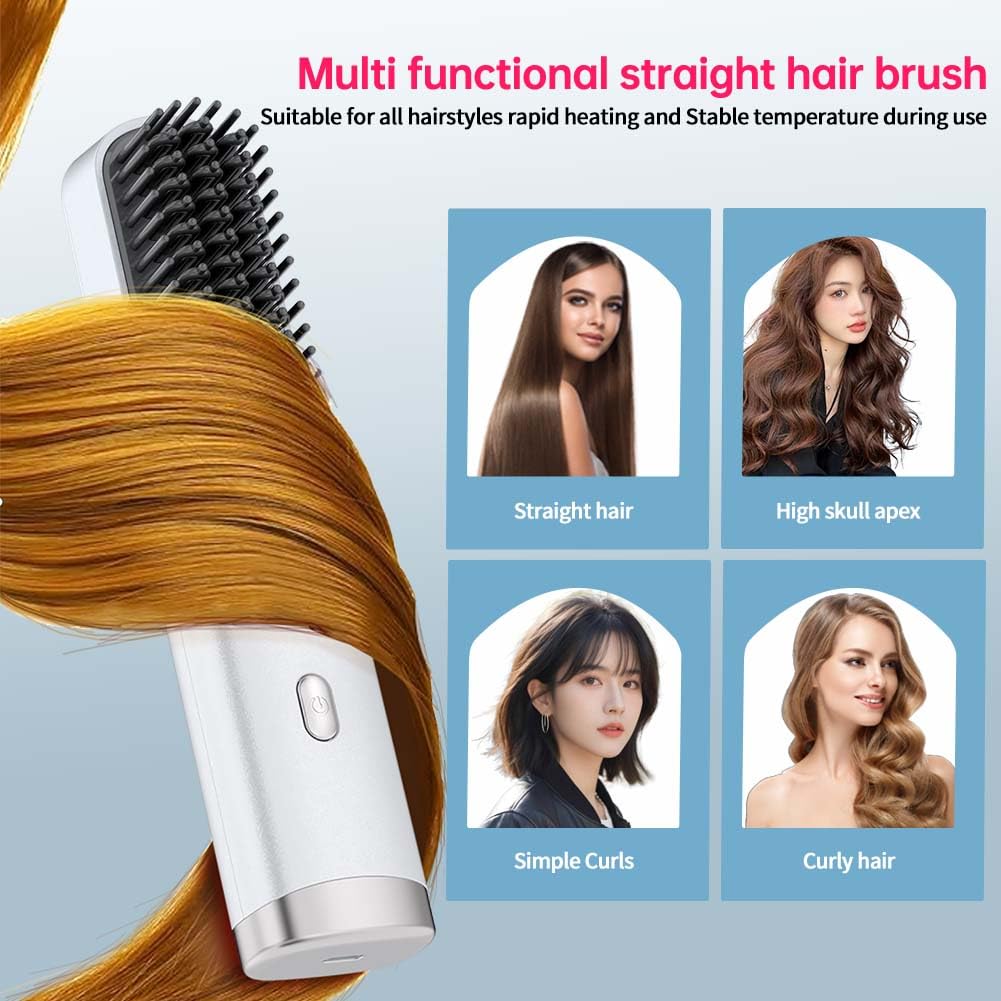 WPHIIHC cordless straightener brush nano-ceramic coating promotes uniform heat.