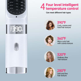 WPHIIHC cordless straightener brush with USB-C charging for easy on-the-go charging.