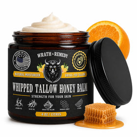 Wrath & Remedy whipped tallow balm in a jar for facial and body hydration