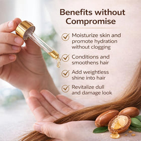 Wrath & Remedy argan oil applied to skin enhances hydration and smoothness.