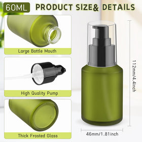Wresty 60ml glass pump bottle shows compact travel-size packaging.