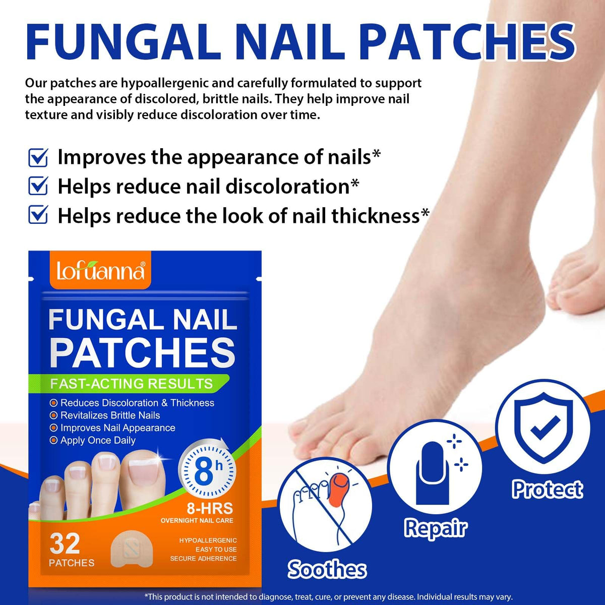 WRFAATGO 8-hour moisturizing toenail patch demonstrates overnight nourishment.