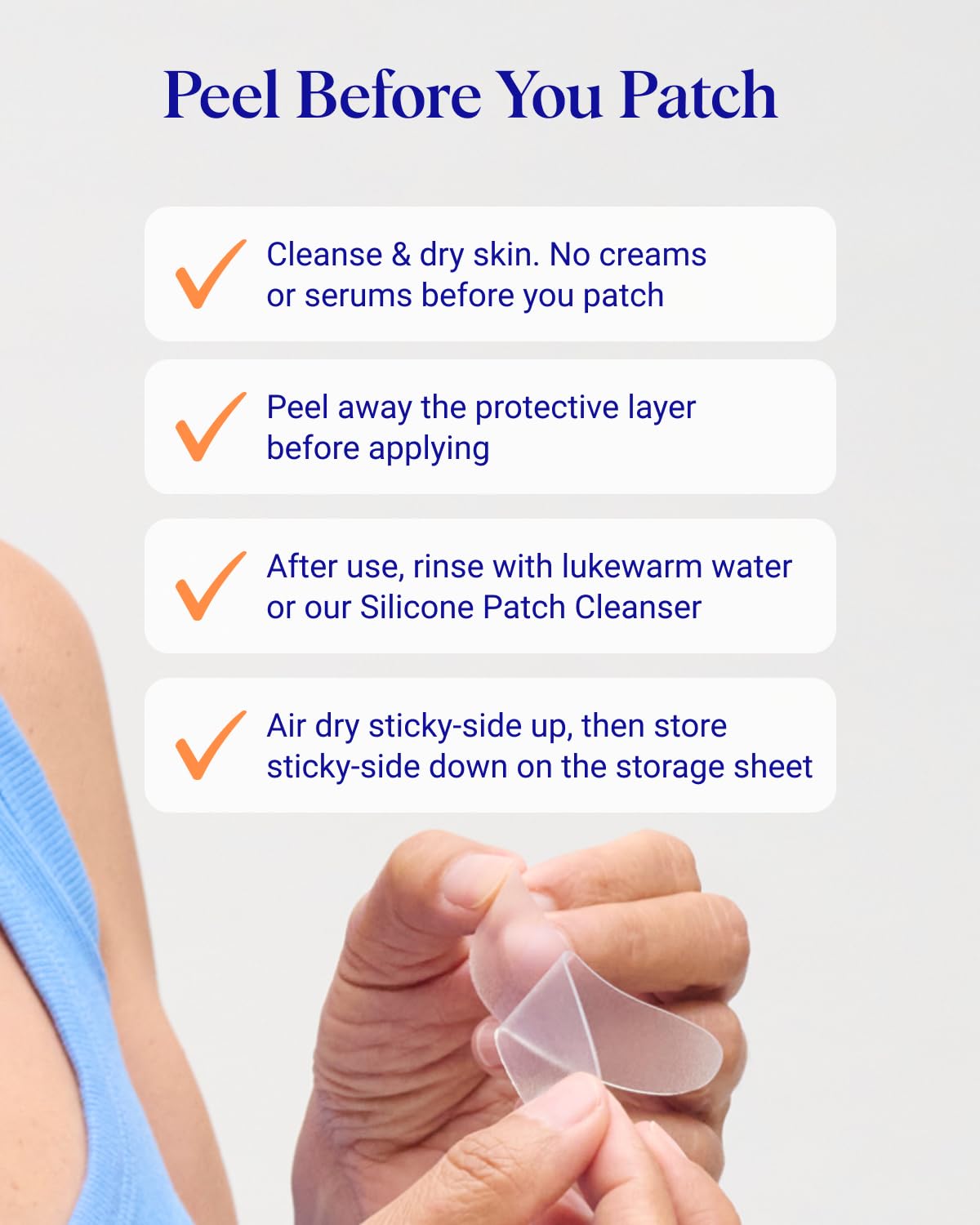 Wrinkles Schminkles microdart patch being applied to the skin for targeted line refinement