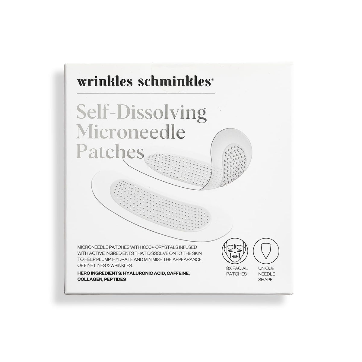 Wrinkles Schminkles self-dissolving microdart patch on the face for hydration and smoothing