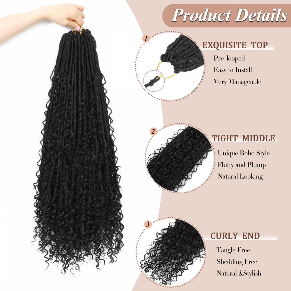 WSTAR Boho Goddess Locs 30 inch curly ends close-up.