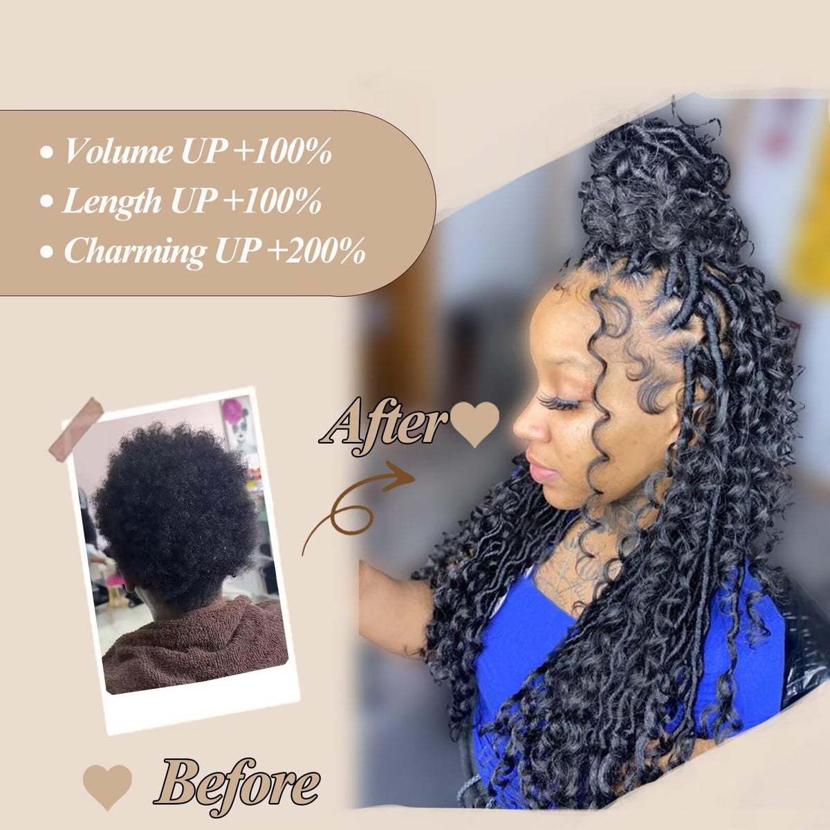 WSTAR Boho Goddess Locs worn by model for long, fluffy protection.
