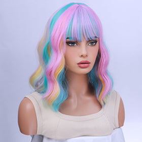 WTHCOS Rainbow Wig curly wavy texture for versatile party looks