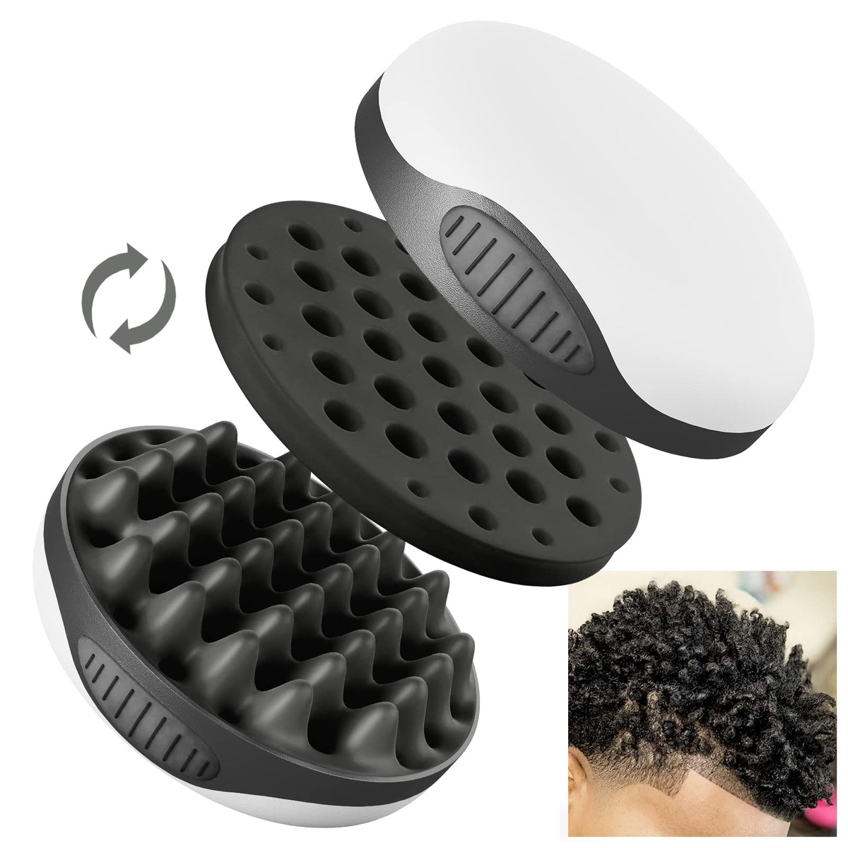 WTTORDE silicone twist curl brush two-sided design for balanced Afro wave styling.