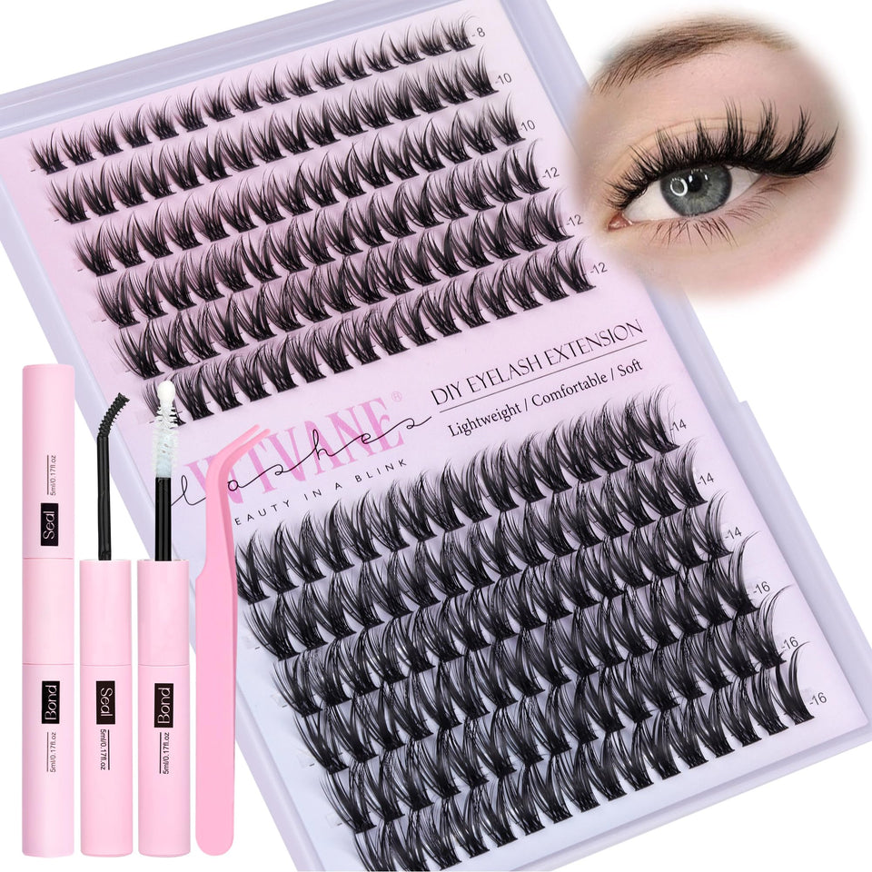 Wtvane Fairy Lash Clusters Kit 192pcs for simple at-home lash DIY