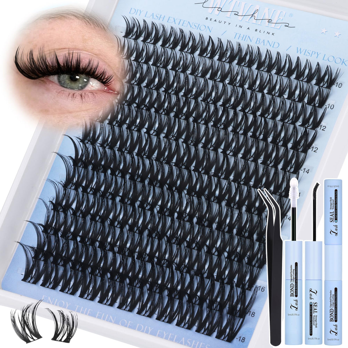 wtvane Flora Lash Clusters Kit packaging showing premium DIY lashes for cosplay looks.