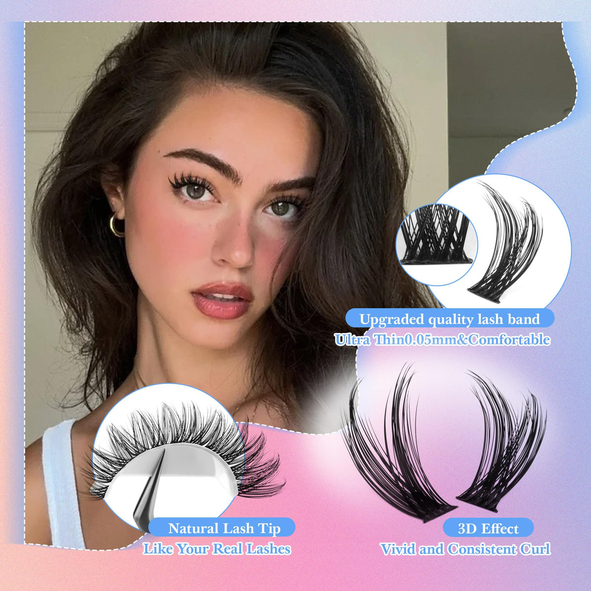Wtvane lash clusters with 8-16mm lengths for customizable volume