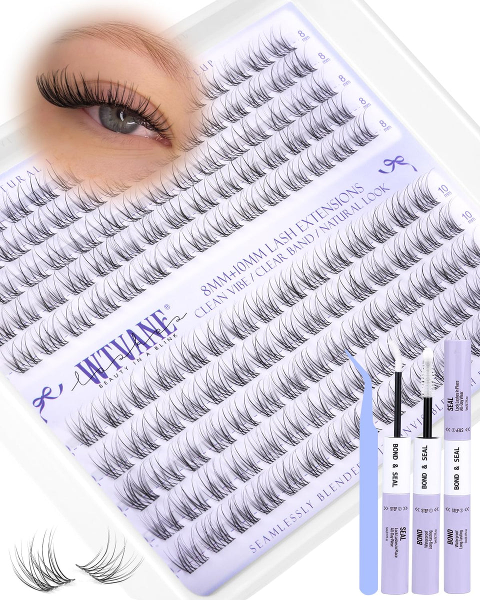 Wtvane Lash Clusters 8-10mm natural look for subtle daily definition.