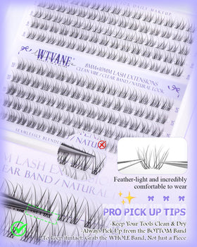 Wtvane Lash Clusters kit contents for customizable lash looks.