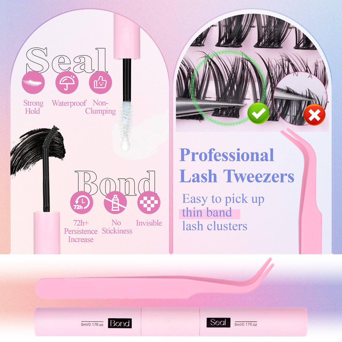 Soft, lightweight clusters mimic real lashes for comfort