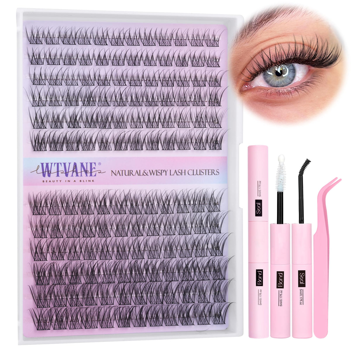 wtvane wispy lash clusters kit 144pcs for easy at-home lash extensions