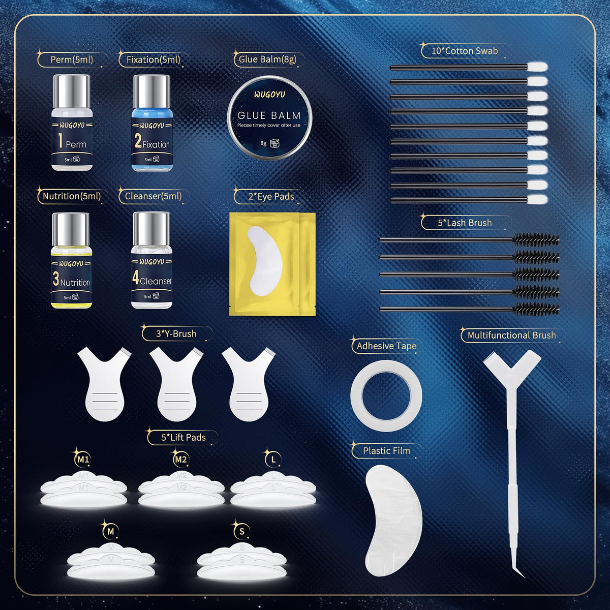 WUGOYU brow lamination kit contents ready for immediate use.