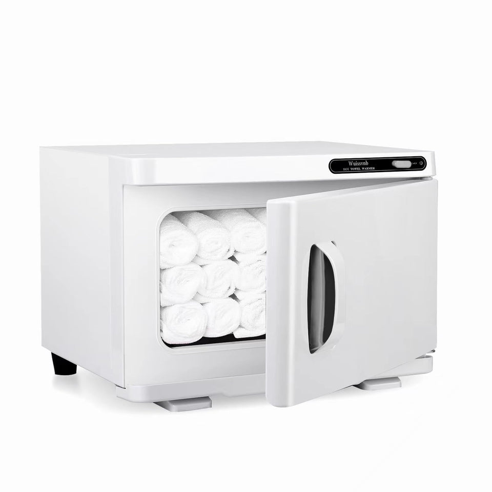 Wuissvnb professional towel warmer cabinet front view for compact spa or home use.