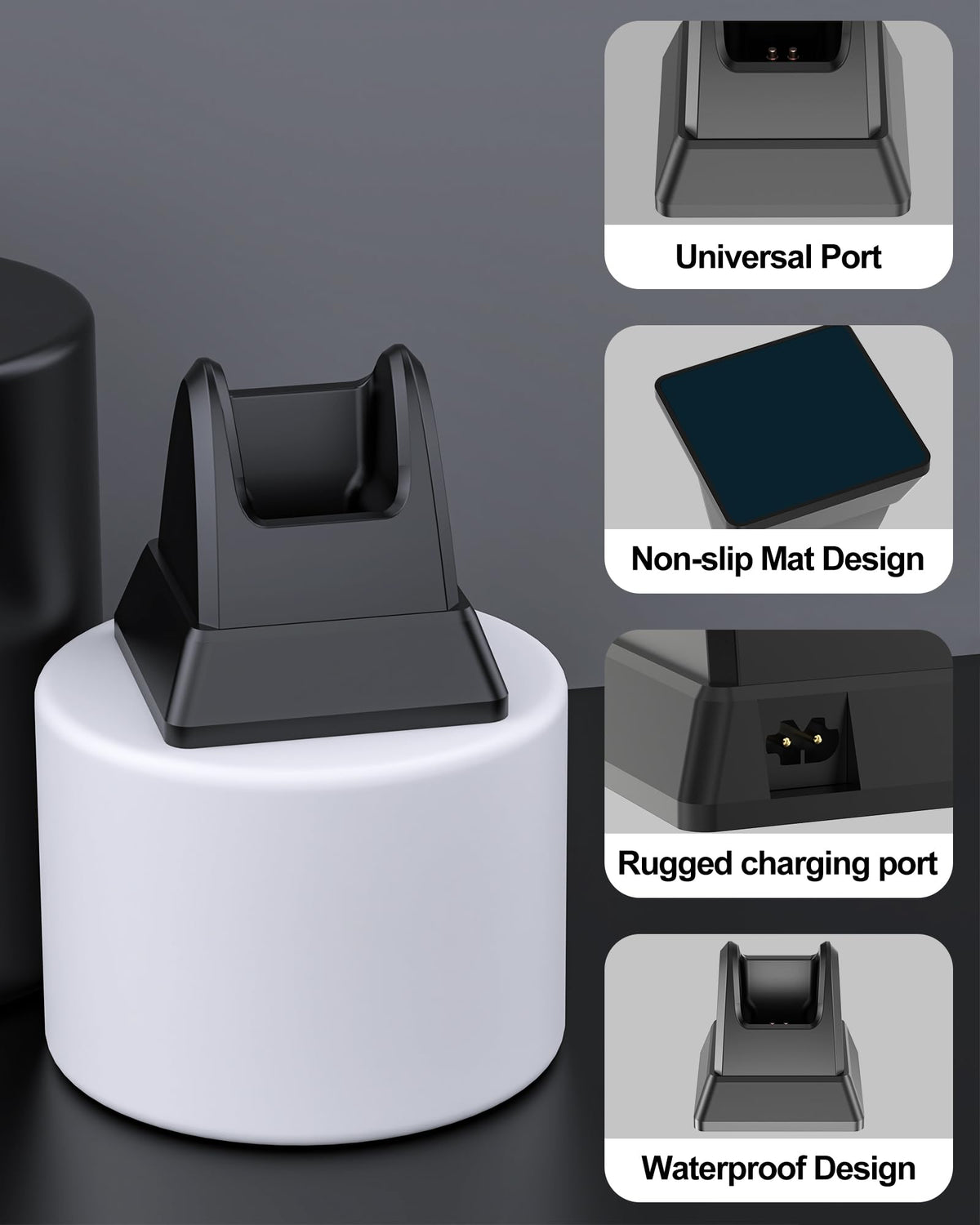 WUKUR charging stand base detail, non slip surface keeps clipper secure