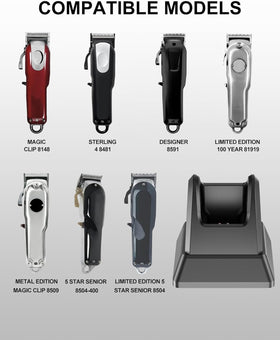 WUKUR Wahl charging stand, side view, compact design for small spaces