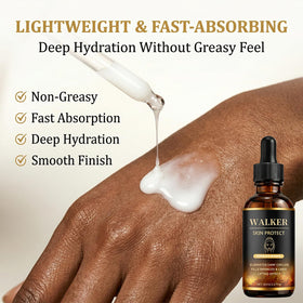 Wuliao Walker Skin Protect Serum texture on skin delivers fast hydration.