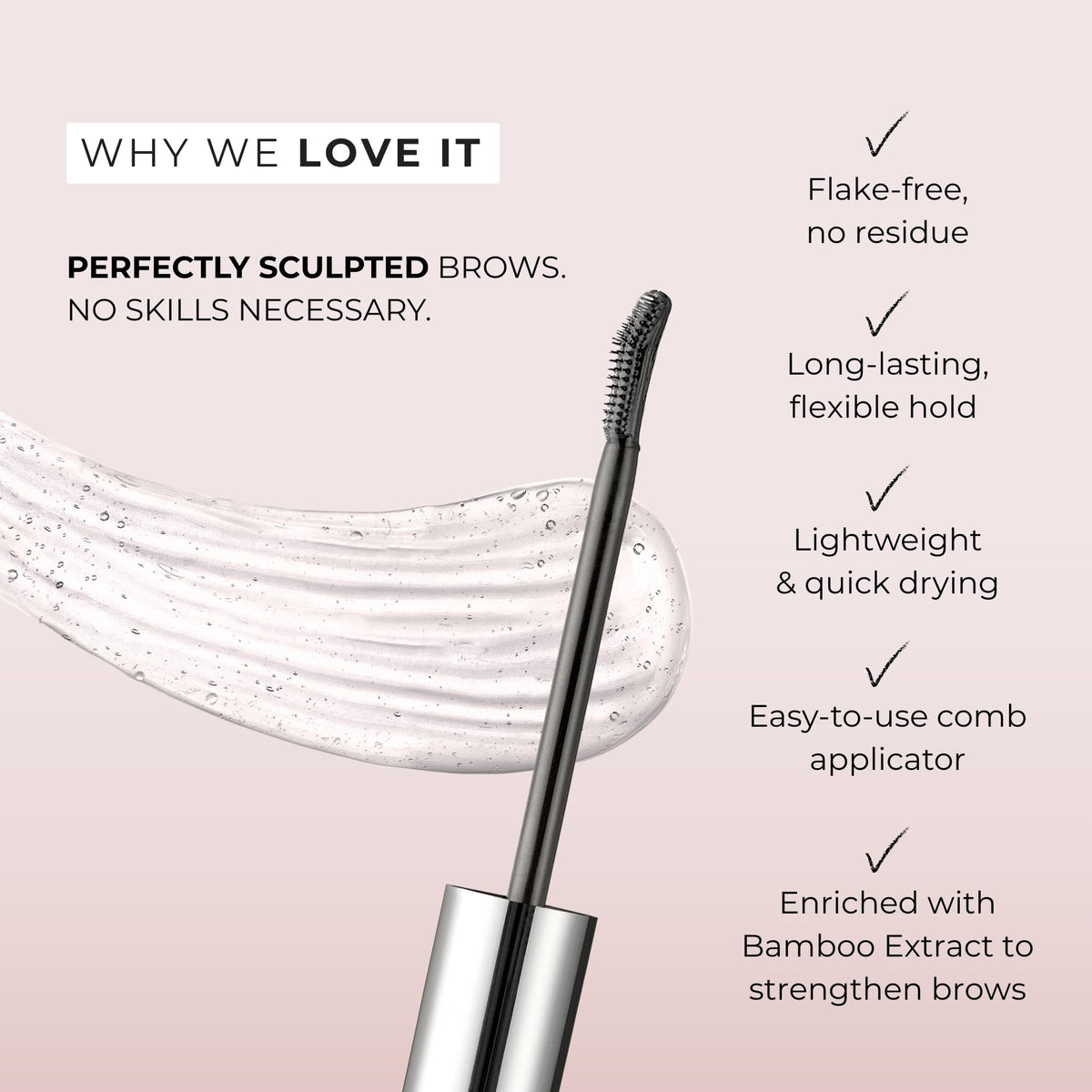 WUNDERBROW Frame & Set clear brow gel offers long-lasting, flexible hold without residue.