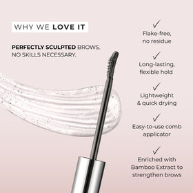 WUNDERBROW Frame & Set clear brow gel offers long-lasting, flexible hold without residue.