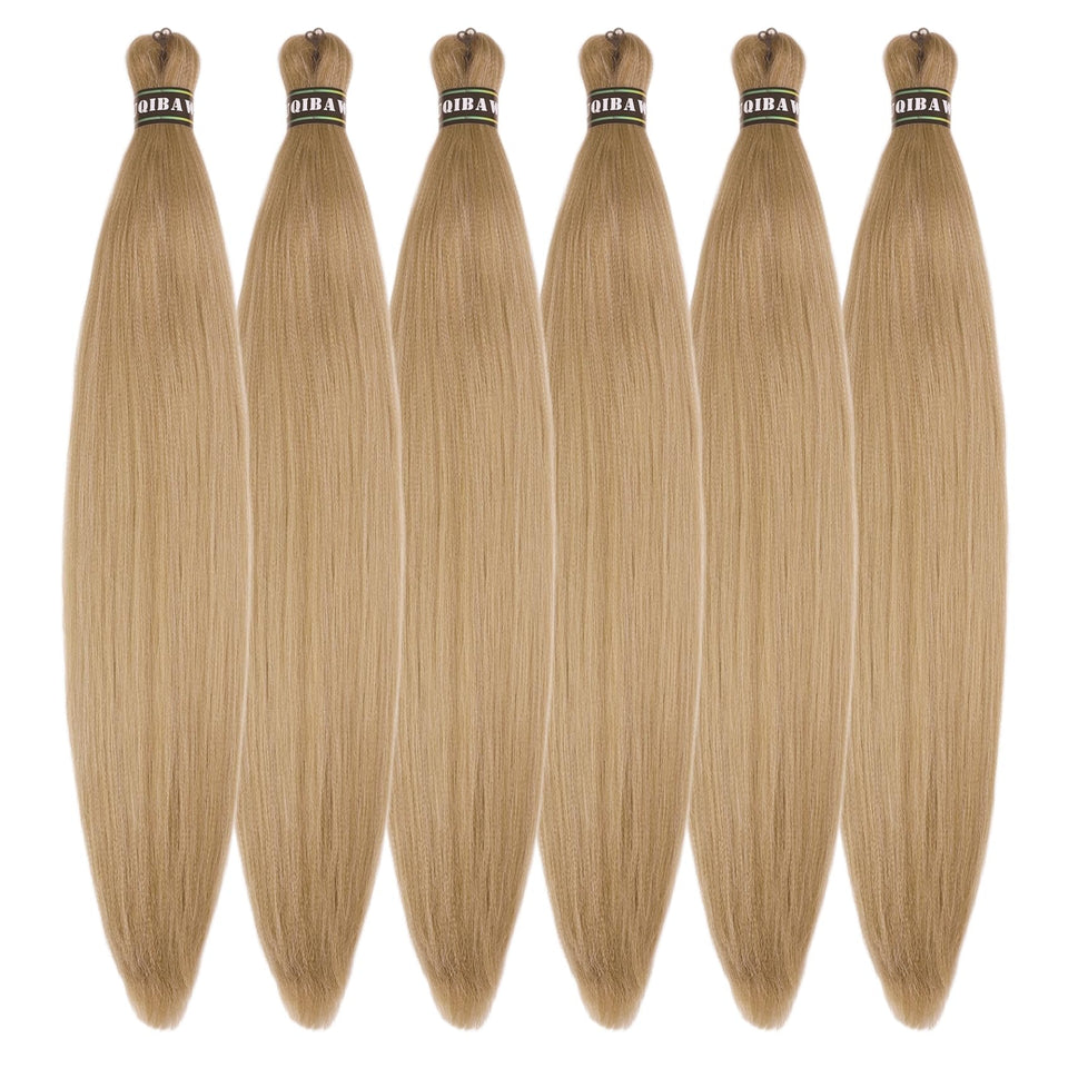 Wuqibawu brown blonde pre-stretched braiding hair for easy folded-length prep and quick installs.