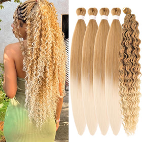 Wuqibawu honey blonde pre-stretched braiding hair packshot for easy styling