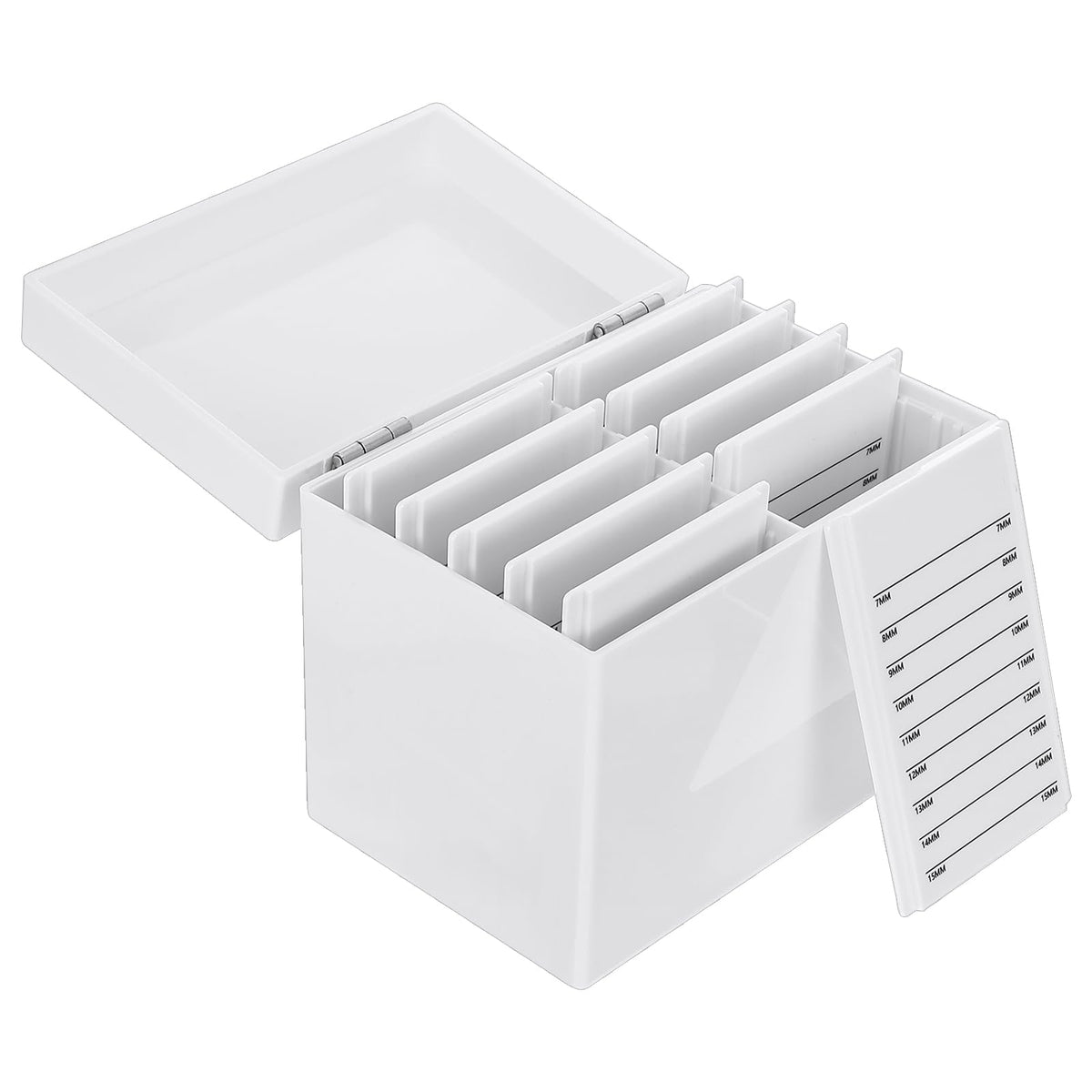 WUTFUOOO acrylic eyelash storage box with lid open for quick lash access.