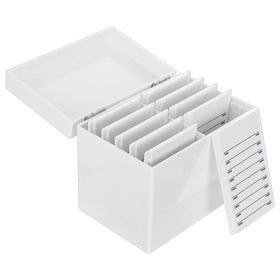 WUTFUOOO acrylic eyelash storage box with lid open for quick lash access.