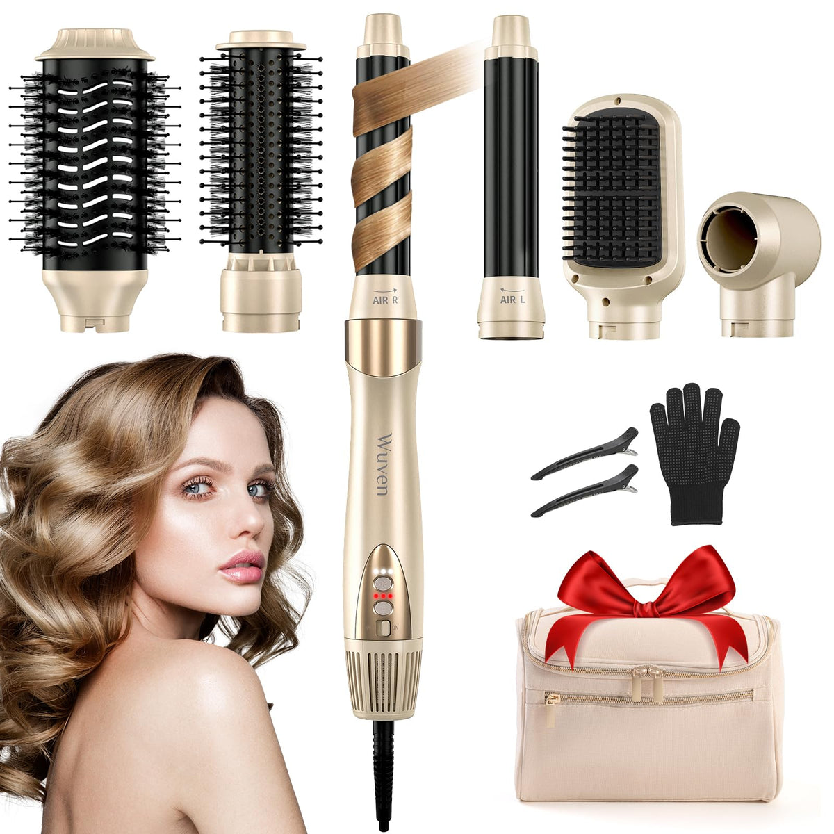Wuven 6-in-1 hair-dryer brush drying in minutes with even heat
