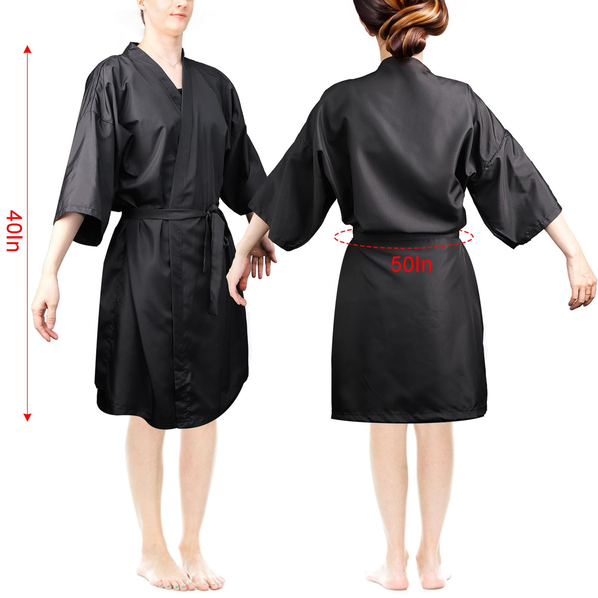WUWEOT adjustable waist tie on salon robe for quick fits during styling