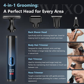 WUXO back shaver LED display shows battery and status