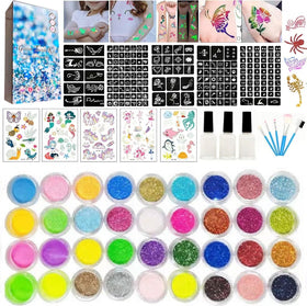 wxfhtda glitter tattoos kit for kids with 30 colors, ideal for parties and play
