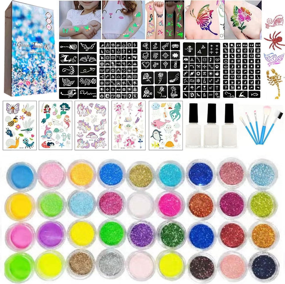 wxfhtda glitter tattoos kit for kids with 30 colors, ideal for parties and play