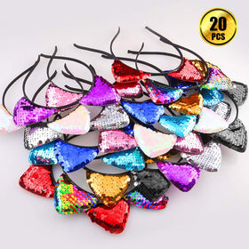 WXJ13 cat ears headband gold reversible sequins catch light at celebrations.
