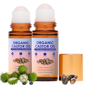 WXZTC castor oil roll-on packaging with rose quartz roller for convenient skincare
