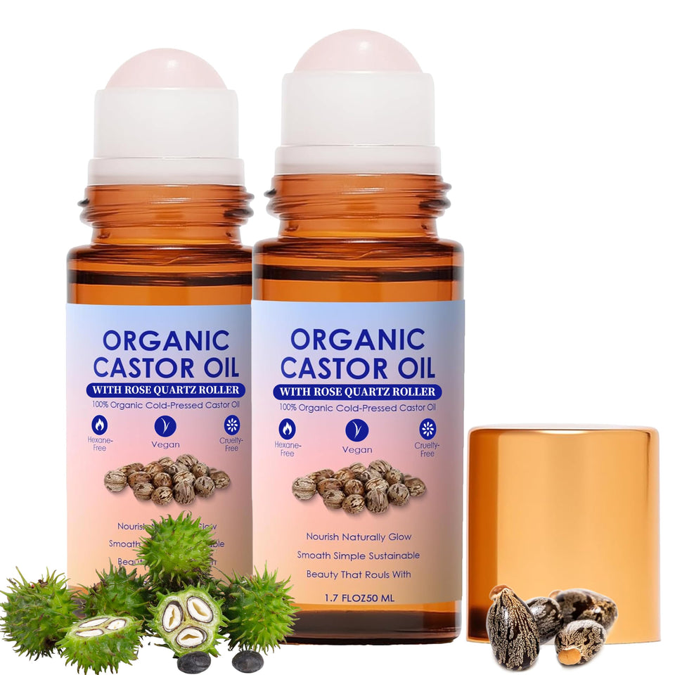 WXZTC castor oil roll-on packaging with rose quartz roller for convenient skincare