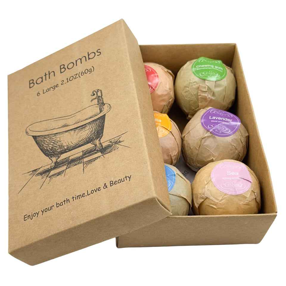 WYNK Bath Bombs Gift Set: six-pack in elegant packaging for gifting.