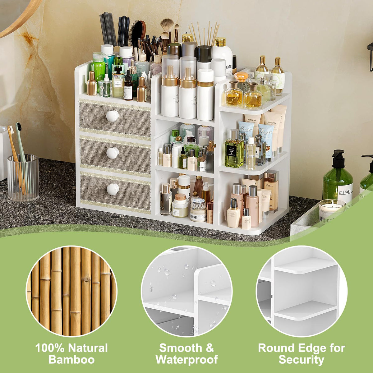 X-cosrack skincare and perfume storage for easy daily routines.