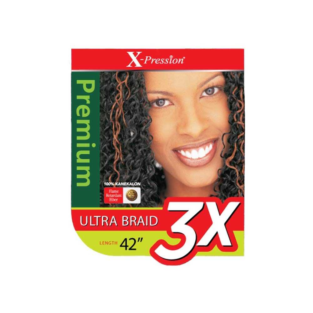 x-pression Kanekaion 3X pre-stretched braid 42 heat setting demonstration for versatile styling.