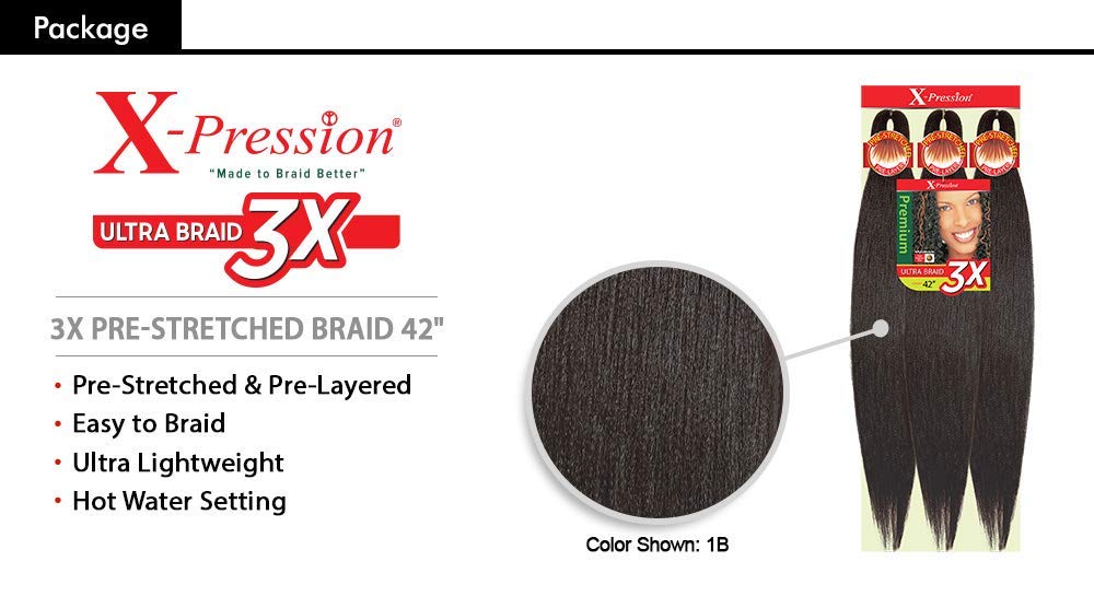 x-pression Kanekaion 3X pre-stretched braid 42 installation steps for fast styling.