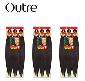 x-pression Kanekaion 3X pre-stretched braid 42 pack display for easy selection.