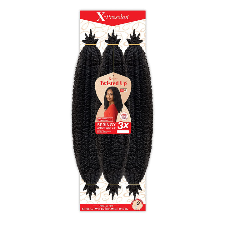x-pression Twisted Up 3X Afro Twist 24-inch front view, ideal for crochet installs