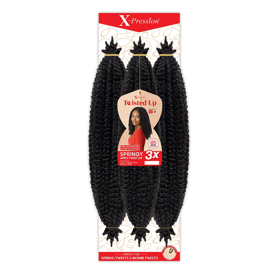 x-pression Twisted Up 3X Afro Twist 24-inch front view, ideal for crochet installs