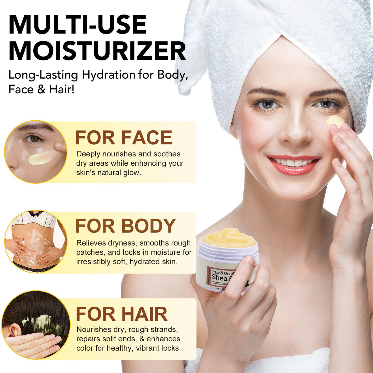 Xaarty Shea Butter hand-application demonstrates smooth feel and instant moisture.